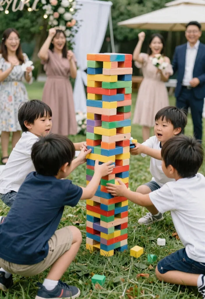 10 Fun Kids Wedding Games That Will Keep Little Guests Entertained All Day! - 4. Giant Jenga 1