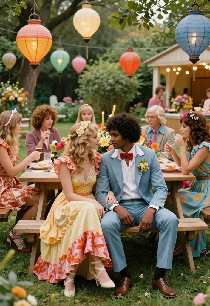 11 Retro Vintage Wedding Themes That Everyone Will Be Talking About! - 5. 1970s Vintage Garden Party 1
