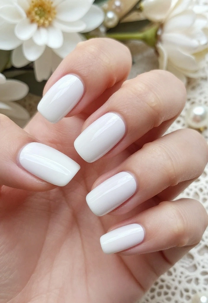12 Dreamy Wedding Nail Colors That Will Complement Any Dress (Wait Until You See #5!) - 3. Classic White: Pure and Simple 1
