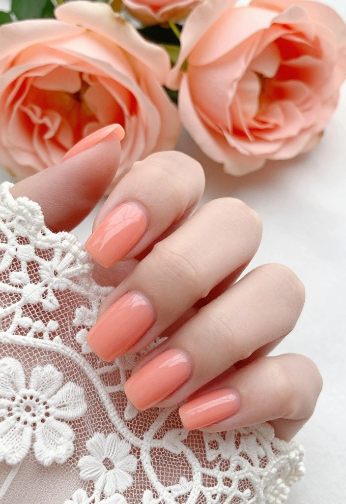 12 Dreamy Wedding Nail Colors That Will Complement Any Dress (Wait Until You See #5!) - 7. Peachy Keen: Sweet and Delightful 1