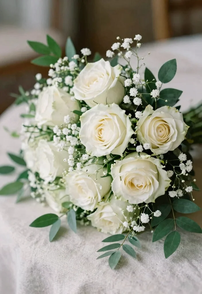 12 Gorgeous Floral Arrangements That Will Make Your Wedding Unforgettable (Check Out #4!) - 1. The Timeless Elegance of Classic White Roses 1