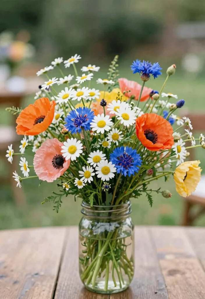 12 Gorgeous Floral Arrangements That Will Make Your Wedding Unforgettable (Check Out #4!) - 11. Whimsical Wildflower Arrangements 1