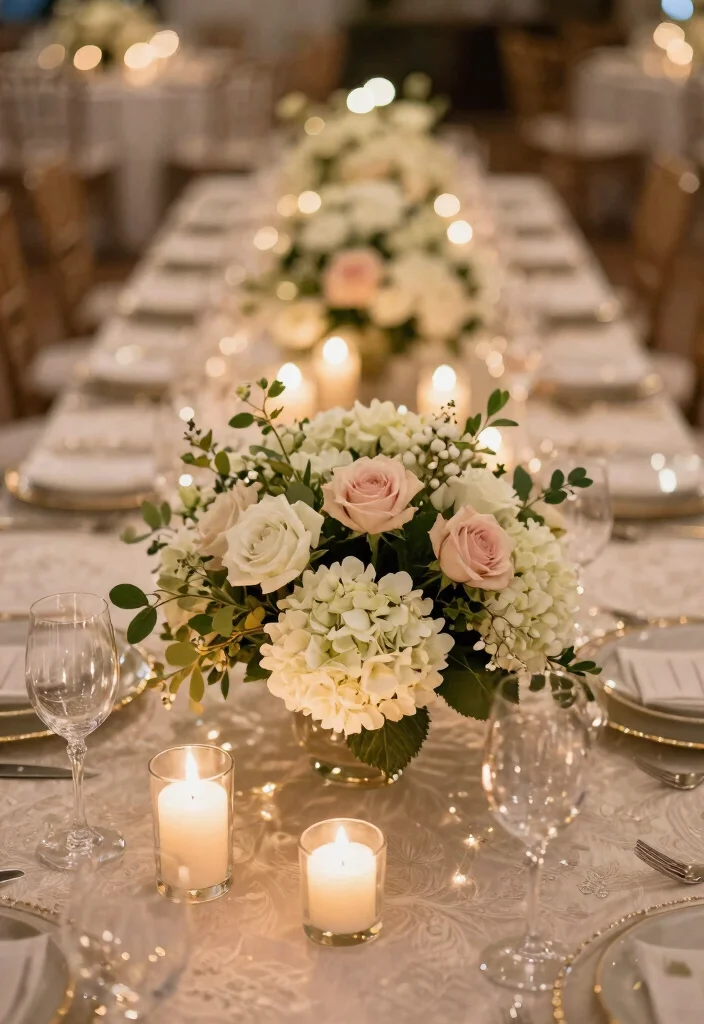 12 Gorgeous Floral Arrangements That Will Make Your Wedding Unforgettable (Check Out #4!) - 12. Elegant Centerpieces with Candles 1