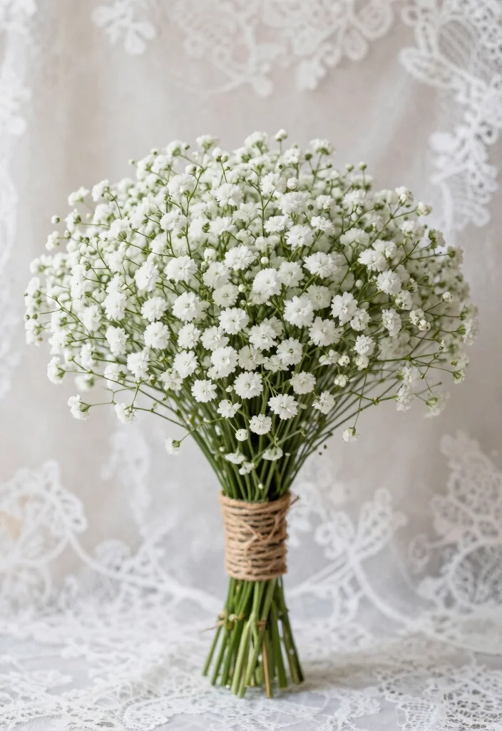 14 Flower Choices for Bridal Bouquet Ideas That Will Make Your Wedding Day Memorable (Don't Miss #2!) - 10. Classic Baby's Breath 1