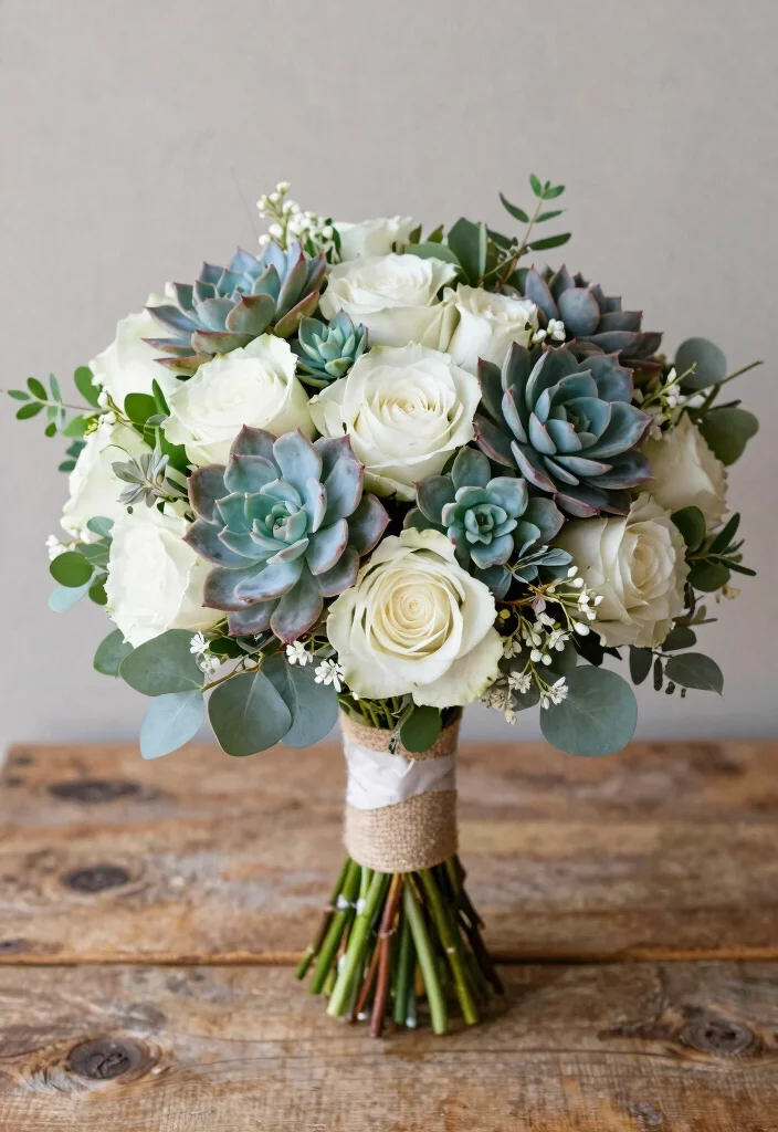 14 Flower Choices for Bridal Bouquet Ideas That Will Make Your Wedding Day Memorable (Don't Miss #2!) - 11. Unique Succulents 1