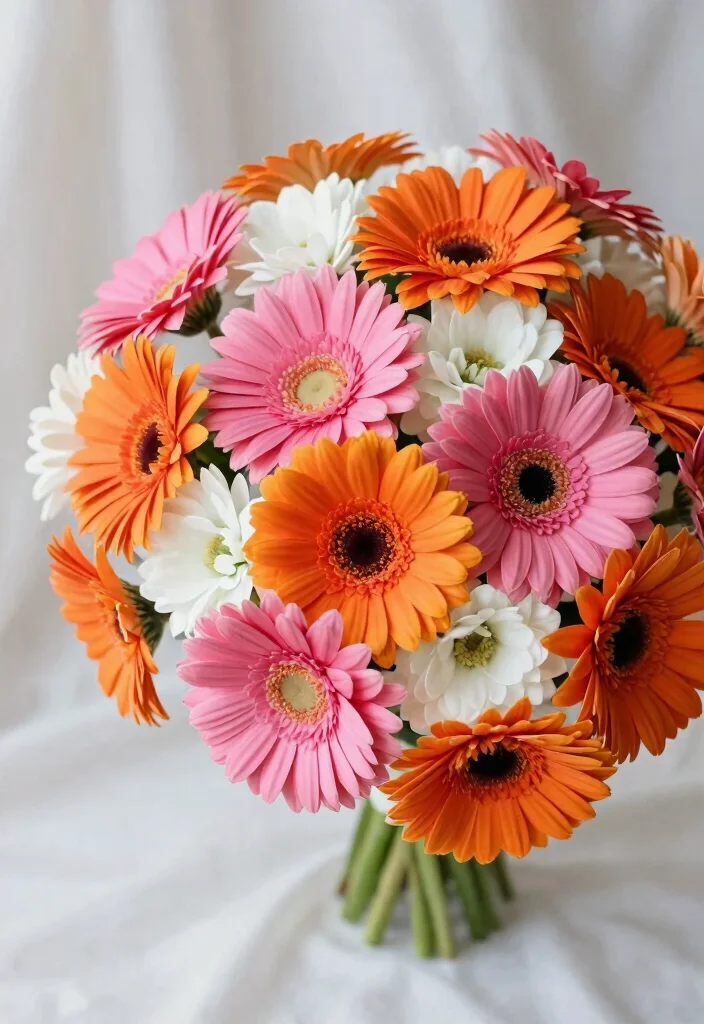 14 Flower Choices for Bridal Bouquet Ideas That Will Make Your Wedding Day Memorable (Don't Miss #2!) - 13. Vibrant Gerbera Daisies 1