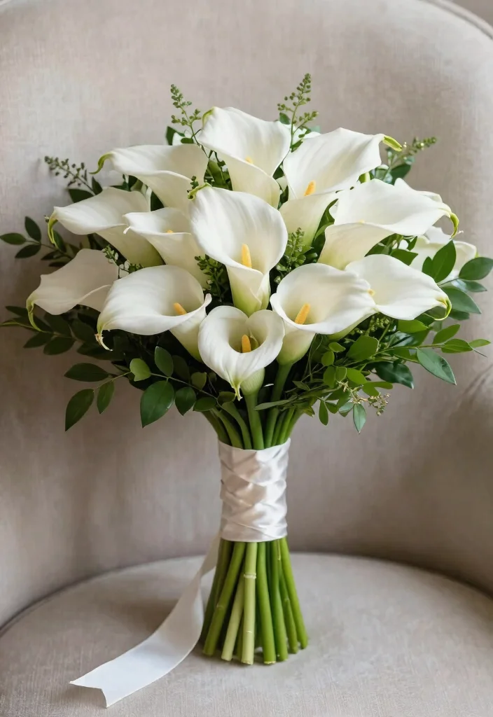 14 Flower Choices for Bridal Bouquet Ideas That Will Make Your Wedding Day Memorable (Don't Miss #2!) - 14. Elegant Calla Lilies 1