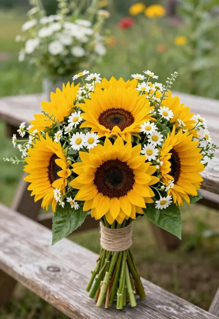 14 Flower Choices for Bridal Bouquet Ideas That Will Make Your Wedding Day Memorable (Don't Miss #2!) - 4. Cheerful Sunflowers 1