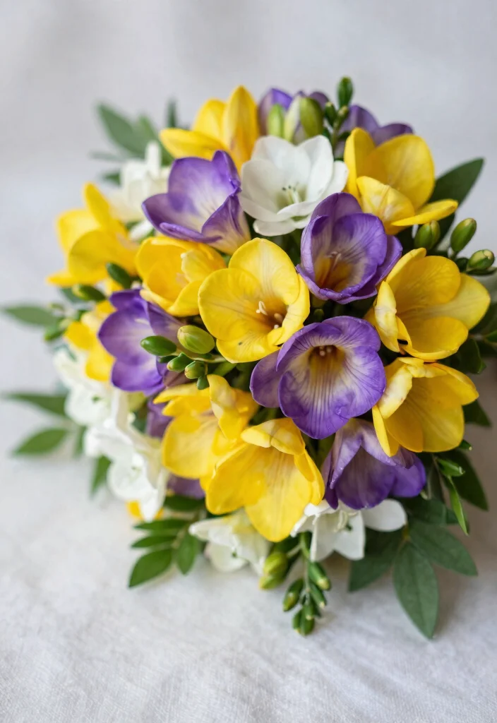 14 Flower Choices for Bridal Bouquet Ideas That Will Make Your Wedding Day Memorable (Don't Miss #2!) - 9. Scented Freesias 1