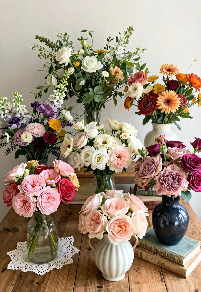 14 Gorgeous Vintage Wedding Flower Ideas That Will Steal Your Heart! - 12. Vintage Mixed Floral Centerpieces 1