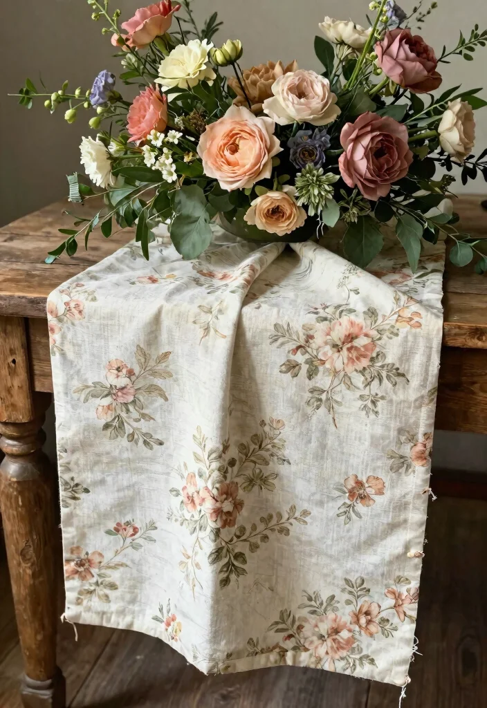14 Gorgeous Vintage Wedding Flower Ideas That Will Steal Your Heart! - 14. Accents of Vintage Floral Fabric 1