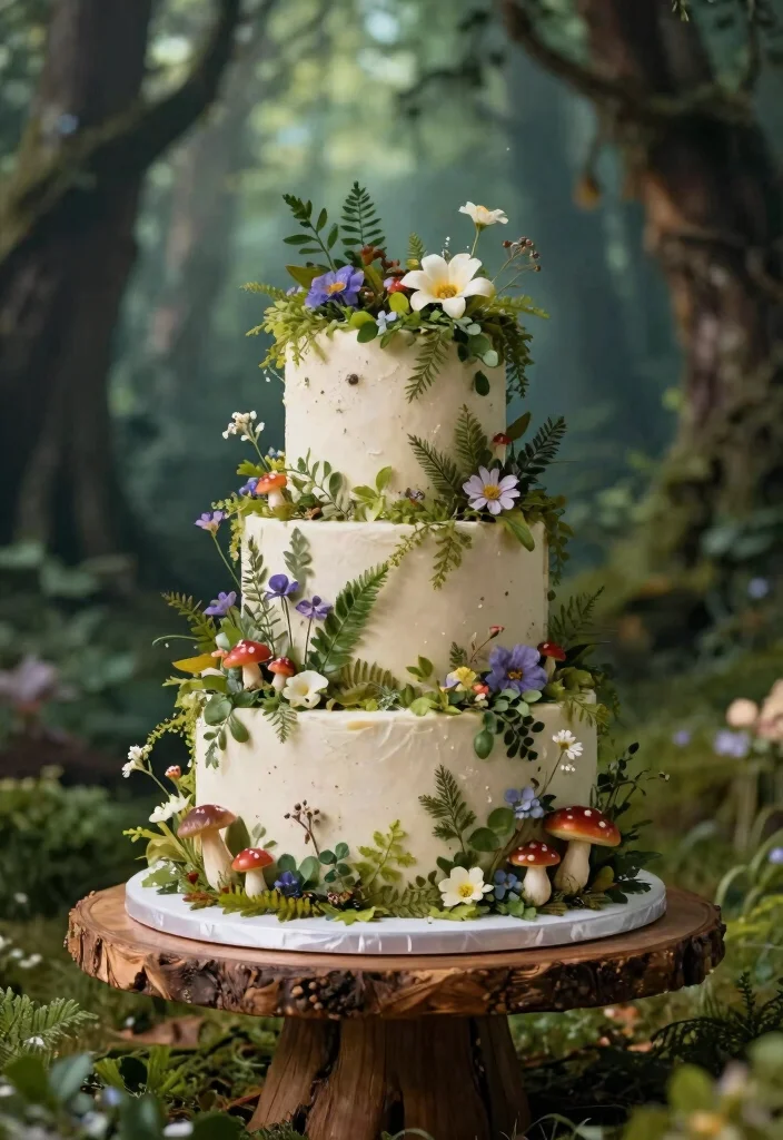 14 Stunning Floral Wedding Cakes That Will Bloom on Your Special Day! - 14. Enchanted Forest Cake 1
