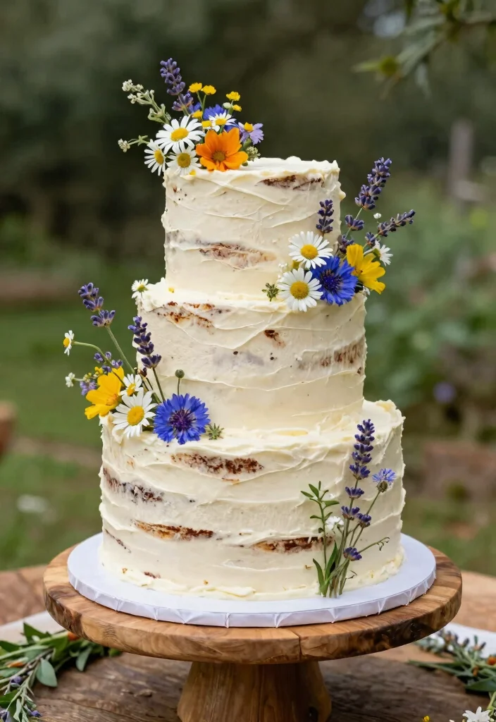 14 Stunning Floral Wedding Cakes That Will Bloom on Your Special Day! - 2. Rustic Wildflower Cake 1