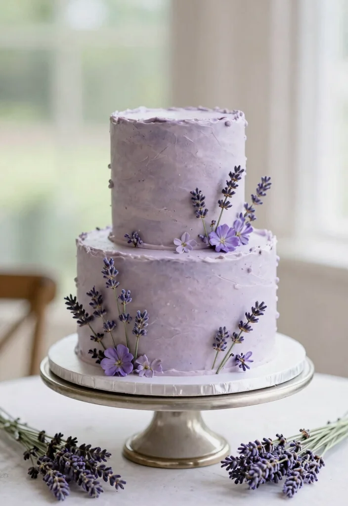 14 Stunning Floral Wedding Cakes That Will Bloom on Your Special Day! - 9. Dreamy Lavender Cake 1