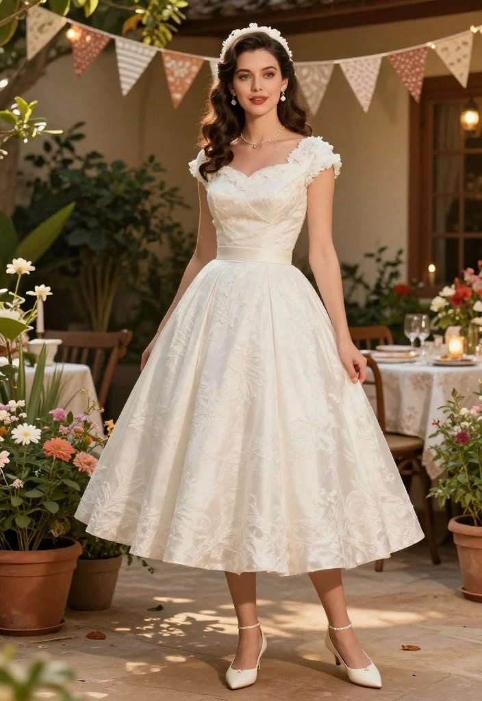 14 Vintage Plus Size Wedding Dresses That Will Make You Feel Like You Just Stepped Out of a Fairytale! - 4. The Charming 1950s Tea-Length Dress 1