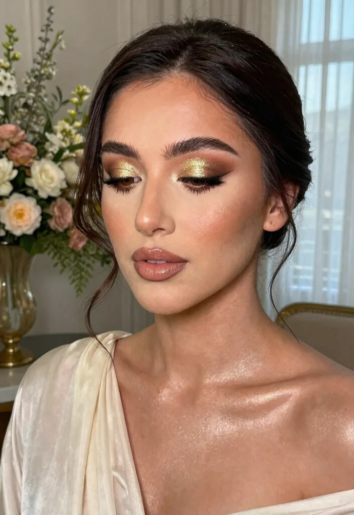 15 Dreamy Bridal Makeup Ideas Perfect for Your Fairytale Wedding (Don't Miss #9!) - 4. Glimmering Gold Glam 1