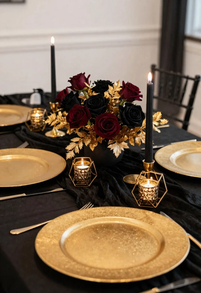 15 Luxurious Black Wedding Decor Ideas That Will Make Your Guests Go 'WOW!' (#5 Is a Must-See!) - 1. Opulent Black and Gold Accents 1
