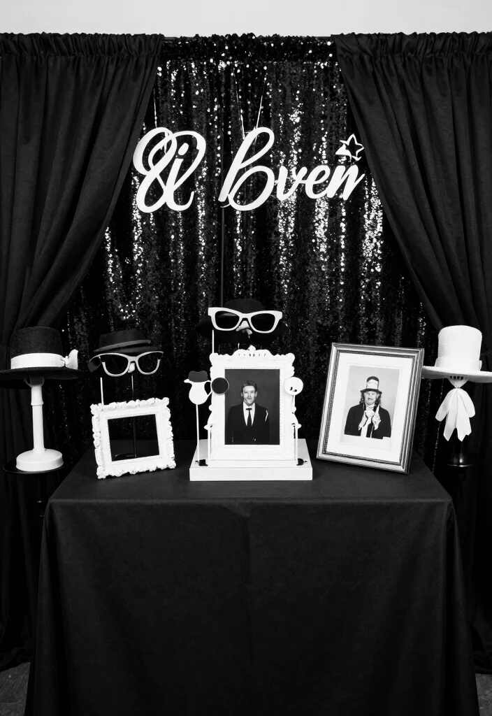 15 Luxurious Black Wedding Decor Ideas That Will Make Your Guests Go 'WOW!' (#5 Is a Must-See!) - 10. Luxurious Black and White Photo Booth 1