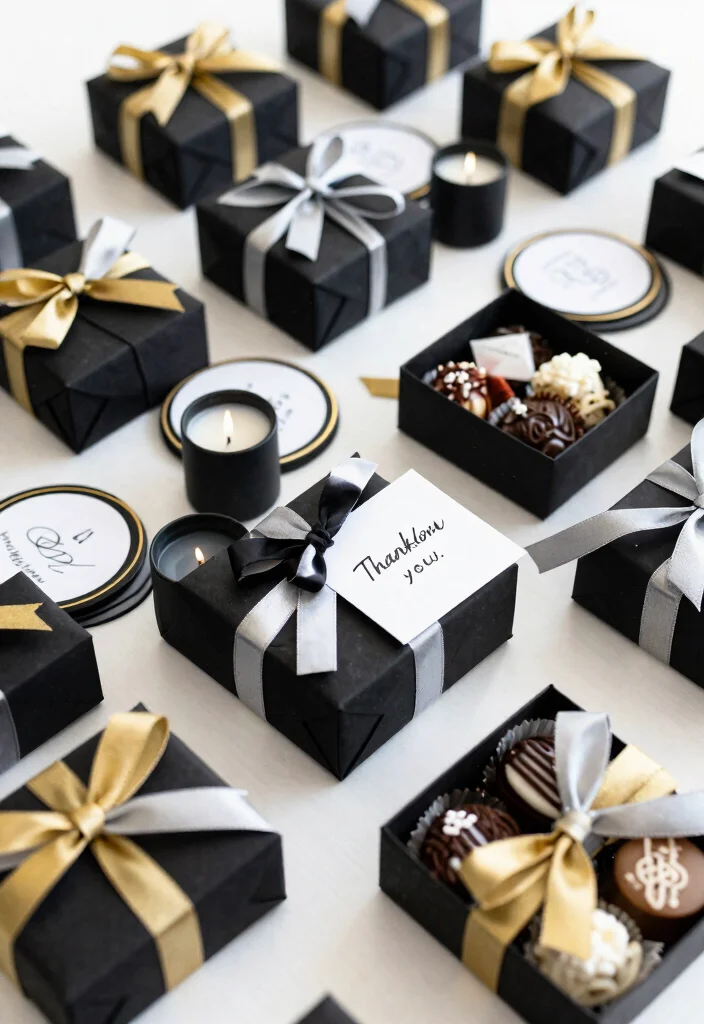 15 Luxurious Black Wedding Decor Ideas That Will Make Your Guests Go 'WOW!' (#5 Is a Must-See!) - 11. Black-Themed Wedding Favors 1