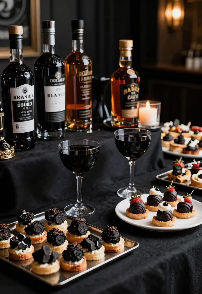 15 Luxurious Black Wedding Decor Ideas That Will Make Your Guests Go 'WOW!' (#5 Is a Must-See!) - 12. Black Cocktail Hour 1