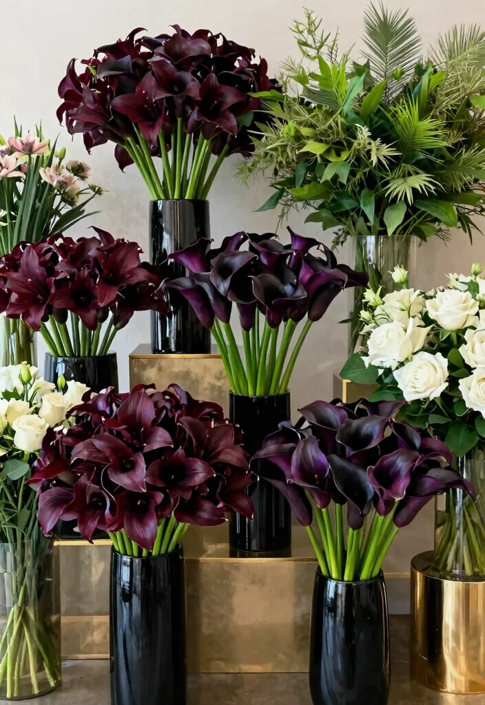 15 Luxurious Black Wedding Decor Ideas That Will Make Your Guests Go 'WOW!' (#5 Is a Must-See!) - 4. Stunning Black Floral Arrangements 1