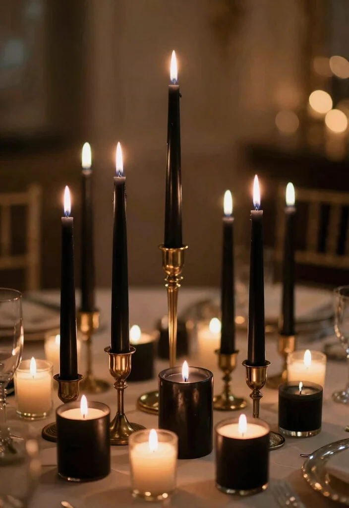 15 Luxurious Black Wedding Decor Ideas That Will Make Your Guests Go 'WOW!' (#5 Is a Must-See!) - 5. Black Candlelight Magic 1