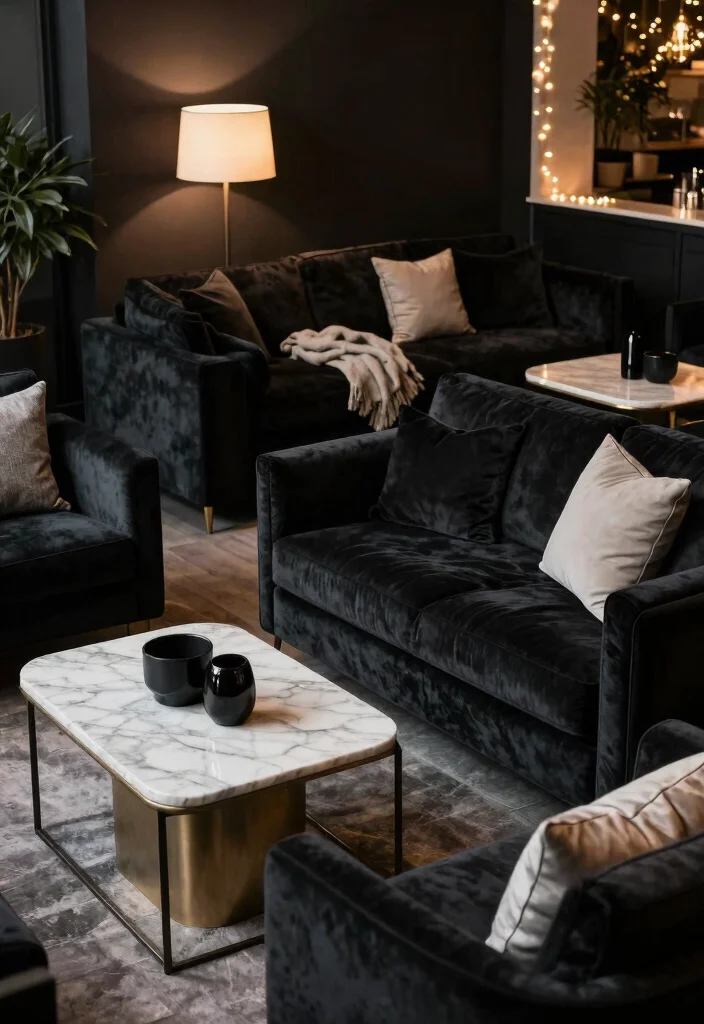 15 Luxurious Black Wedding Decor Ideas That Will Make Your Guests Go 'WOW!' (#5 Is a Must-See!) - 7. Luxurious Black Lounge Areas 1
