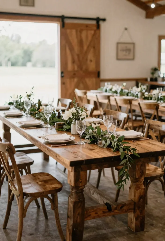15 Rustic Wedding Decor Ideas That Will Leave Your Guests in Awe (You Won't Believe #8!) - 10. Farmhouse-Style Tables 1