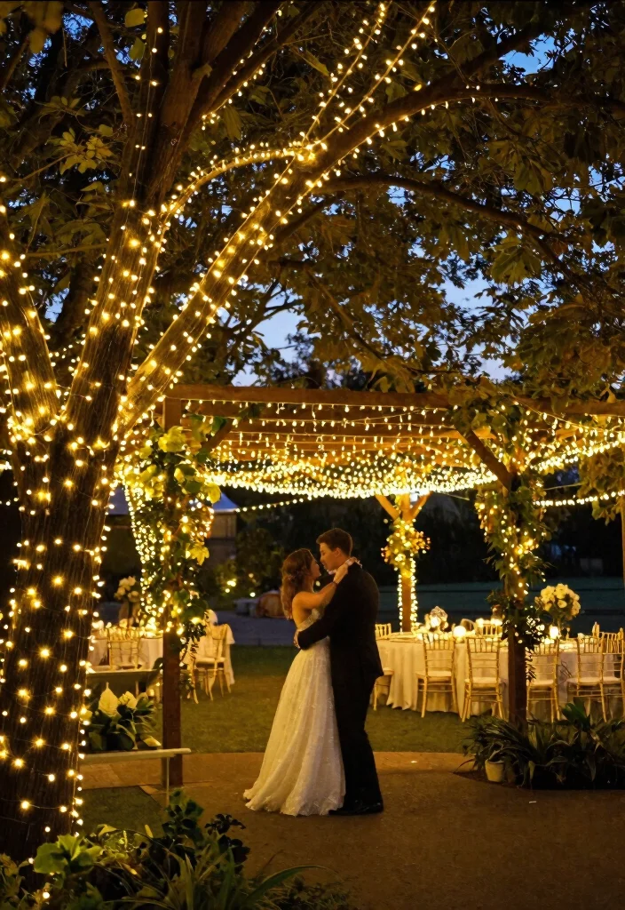 15 Rustic Wedding Decor Ideas That Will Leave Your Guests in Awe (You Won't Believe #8!) - 3. Twinkling String Lights 1