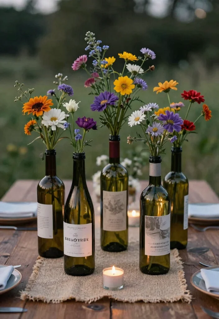 15 Rustic Wedding Decor Ideas That Will Leave Your Guests in Awe (You Won't Believe #8!) - 8. Repurposed Wine Bottles 1