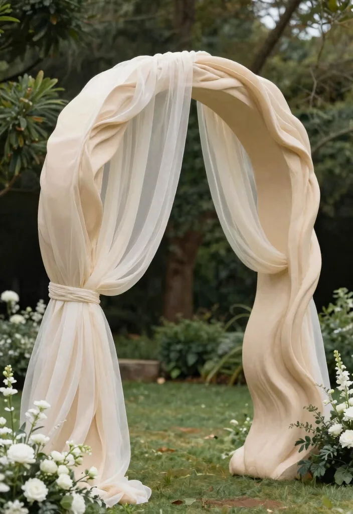 15 Sculptural Wedding Arches in Neutral Tones You Never Knew You Needed! - 1. Curved Beauty in Beige 1