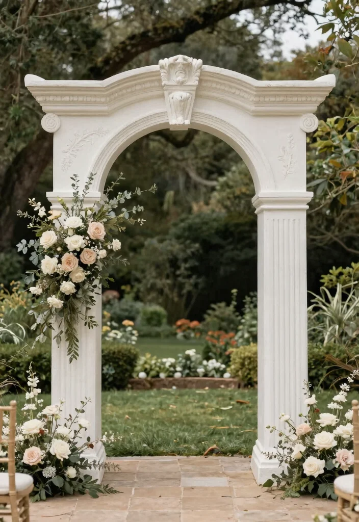 15 Sculptural Wedding Arches in Neutral Tones You Never Knew You Needed! - 10. Timeless Arches with Classic Elements 1