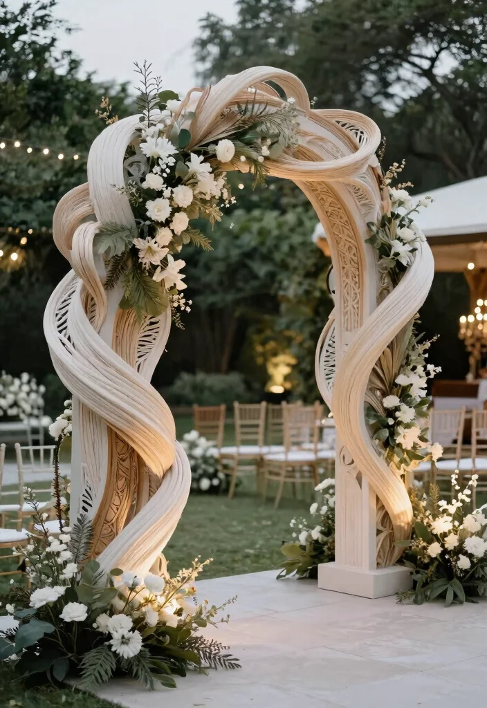 15 Sculptural Wedding Arches in Neutral Tones You Never Knew You Needed! - 12. Artistic Twists and Turns 1