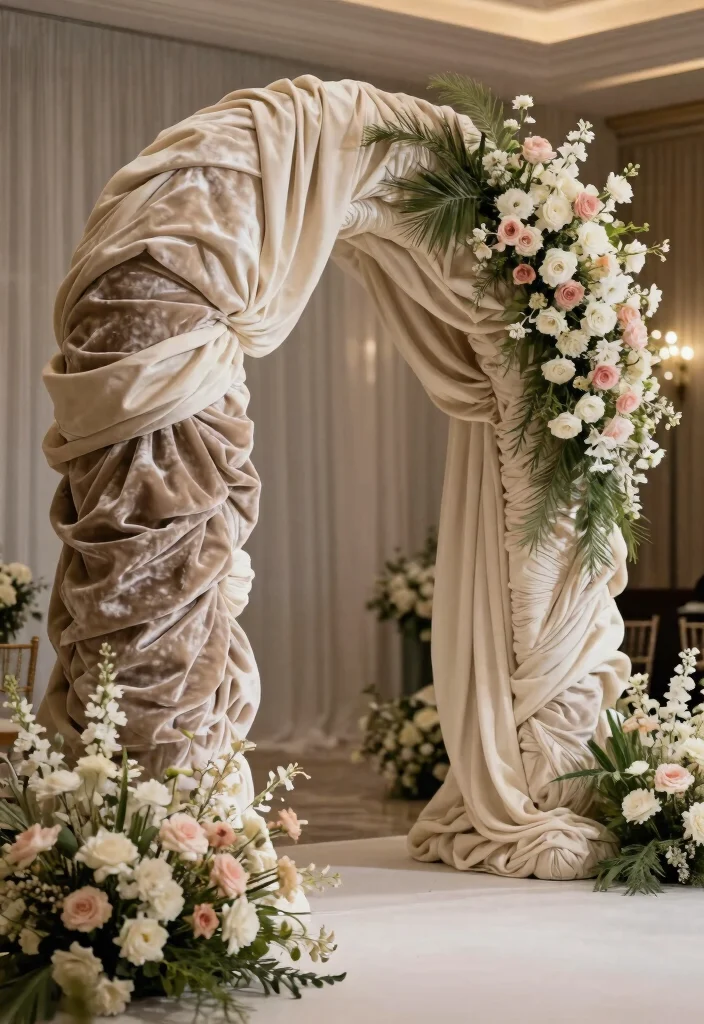 15 Sculptural Wedding Arches in Neutral Tones You Never Knew You Needed! - 15. Luxe Textures and Layers 1