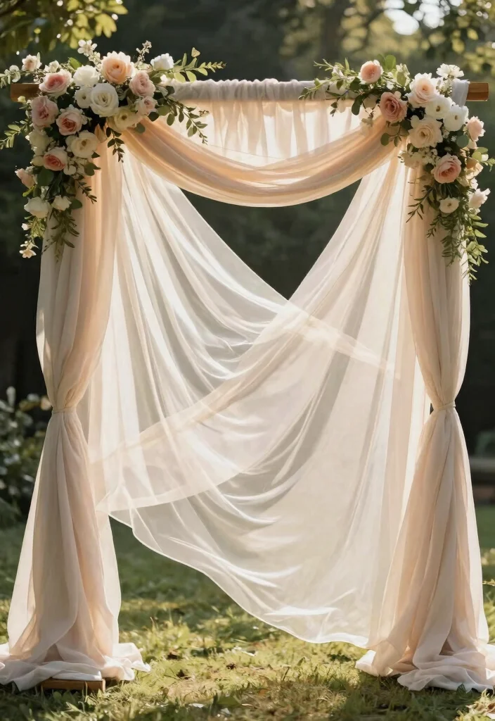 15 Sculptural Wedding Arches in Neutral Tones You Never Knew You Needed! - 6. Ethereal Fabric Draping 1