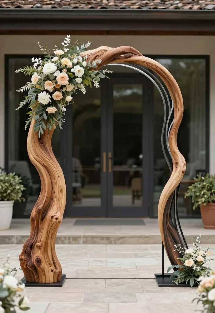 15 Sculptural Wedding Arches in Neutral Tones You Never Knew You Needed! - 9. Mixed Materials for Unique Touches 1