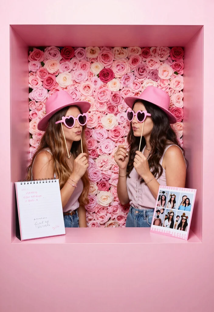 15 Stunning Shades of Pink Wedding Ideas That Will Make You Swoon! - 14. Pink Themed Photo Booth 1