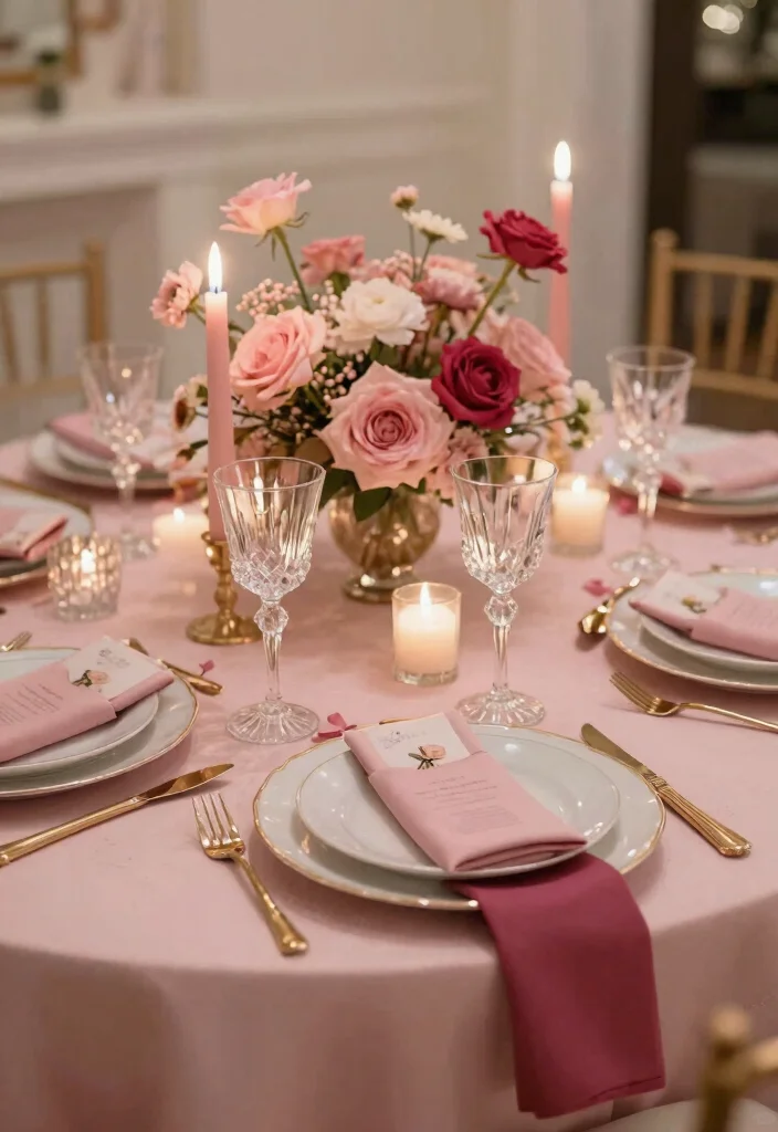 15 Stunning Shades of Pink Wedding Ideas That Will Make You Swoon! - 2. Chic Pink Table Settings 1