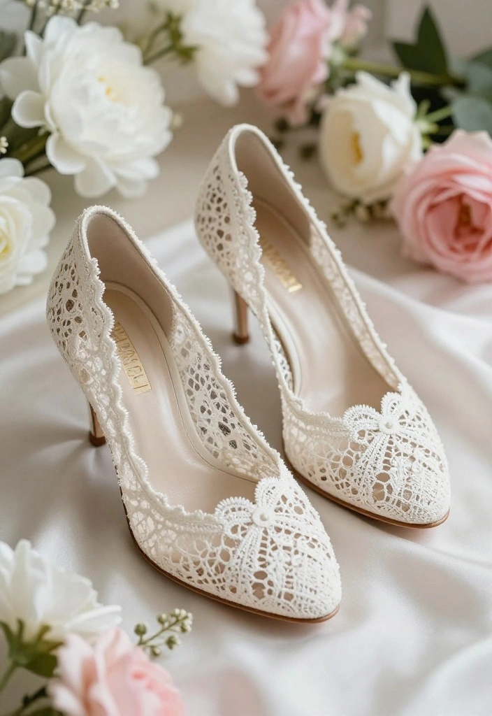 15 Unique Wedding Shoes That Will Steal the Show (You Won't Believe #9!) - 1. Classic Ivory Lace Heels 1