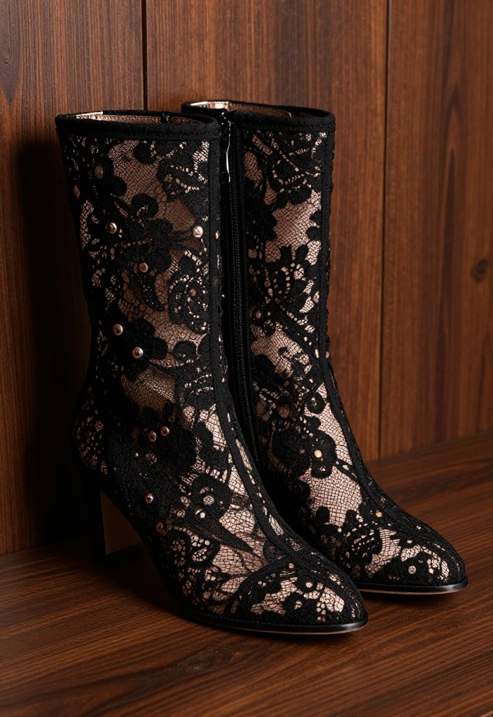 15 Unique Wedding Shoes That Will Steal the Show (You Won't Believe #9!) - 10. Chic Black Lace Booties 1