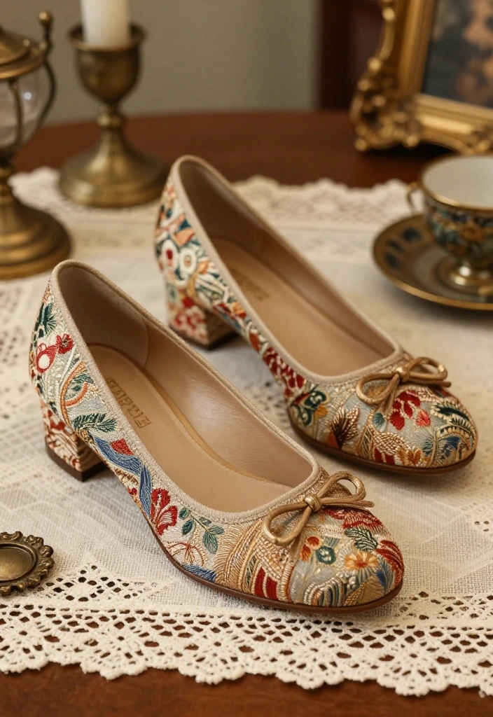15 Unique Wedding Shoes That Will Steal the Show (You Won't Believe #9!) - 4. Vintage-Style Brocade Pumps 1
