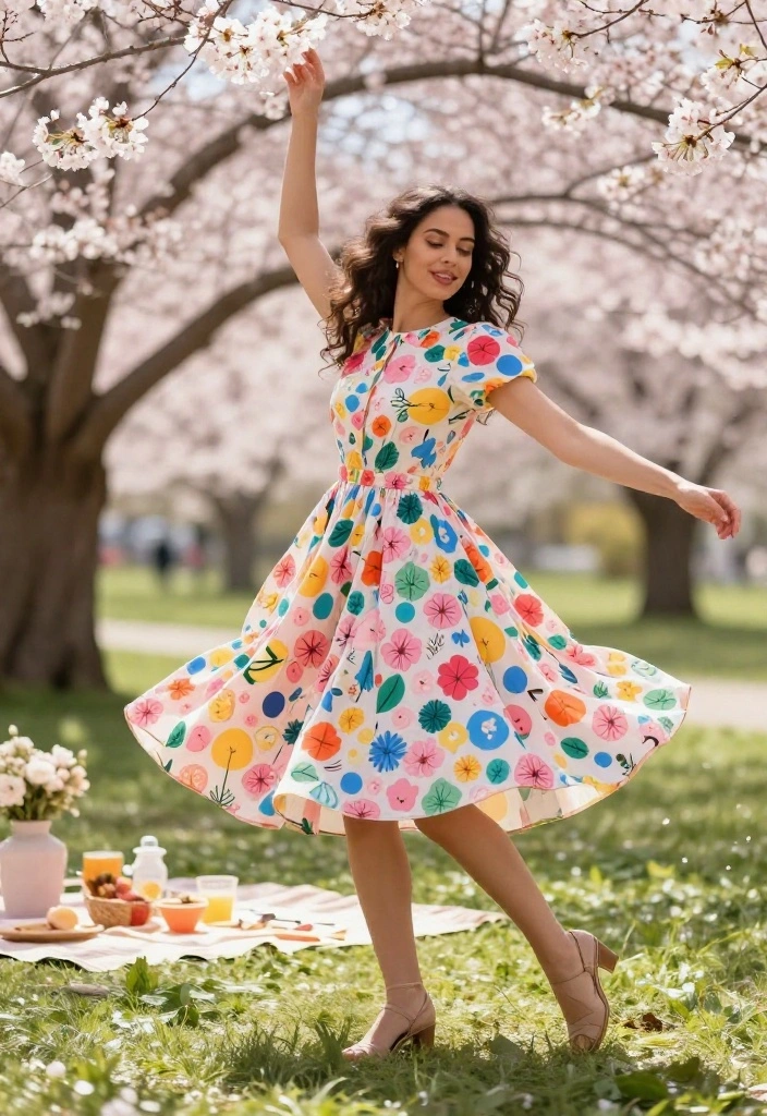16 Gorgeous Cherry Blossom Dresses for Your Next Spring Gathering (Don’t Miss #3!) - 16. The Playful Cherry Blossom Frock 1