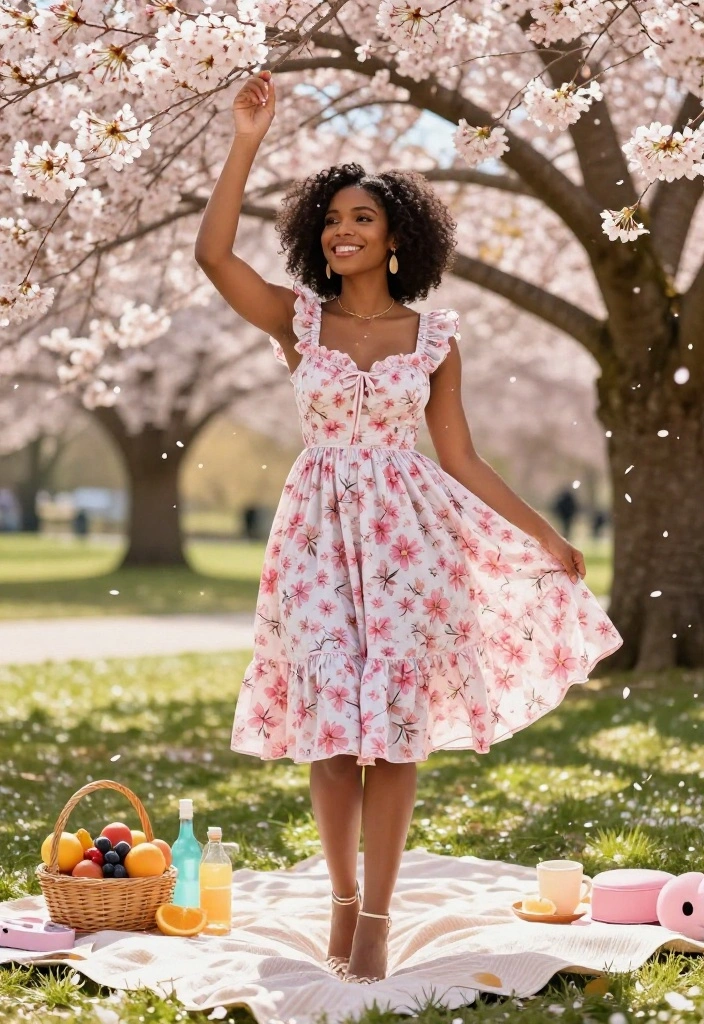 16 Gorgeous Cherry Blossom Dresses for Your Next Spring Gathering (Don’t Miss #3!) - 2. The Flirty Babydoll Cherry Blossom Dress 1