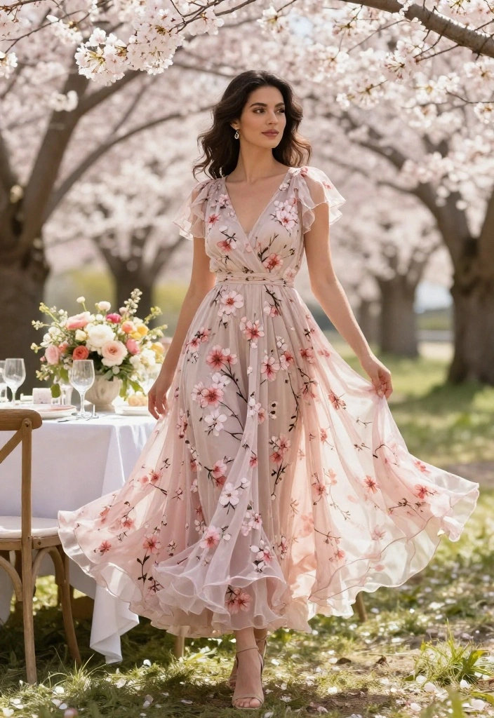 16 Gorgeous Cherry Blossom Dresses for Your Next Spring Gathering (Don’t Miss #3!) - 3. The Elegant Maxi Cherry Blossom Dress 1