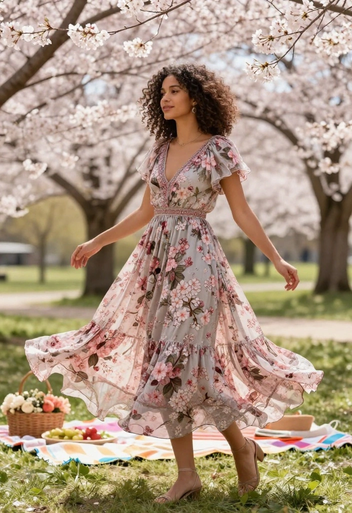 16 Gorgeous Cherry Blossom Dresses for Your Next Spring Gathering (Don’t Miss #3!) - 9. The Bohemian Cherry Blossom Maxi Dress 1