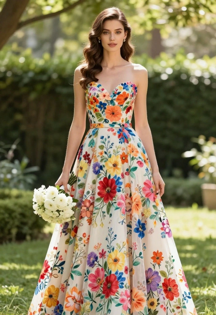 18 Colorful Floral Wedding Gowns to Brighten Your Big Day (Get Ready to Love #3!) - 1. Bright Blossoms: A Symphony of Colors 1
