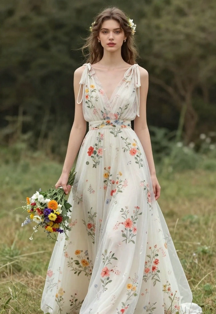 18 Colorful Floral Wedding Gowns to Brighten Your Big Day (Get Ready to Love #3!) - 11. Floral Bohemian Dresses for a Laid-back Vibe 1