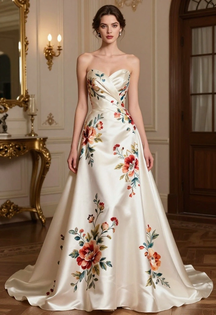 18 Colorful Floral Wedding Gowns to Brighten Your Big Day (Get Ready to Love #3!) - 14. Luxe Satin and Floral Combos 1