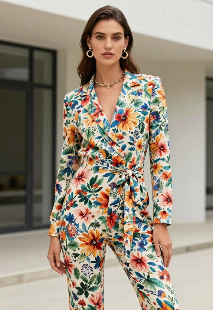 18 Colorful Floral Wedding Gowns to Brighten Your Big Day (Get Ready to Love #3!) - 18. Chic Floral Jumpsuits for the Modern Bride 1