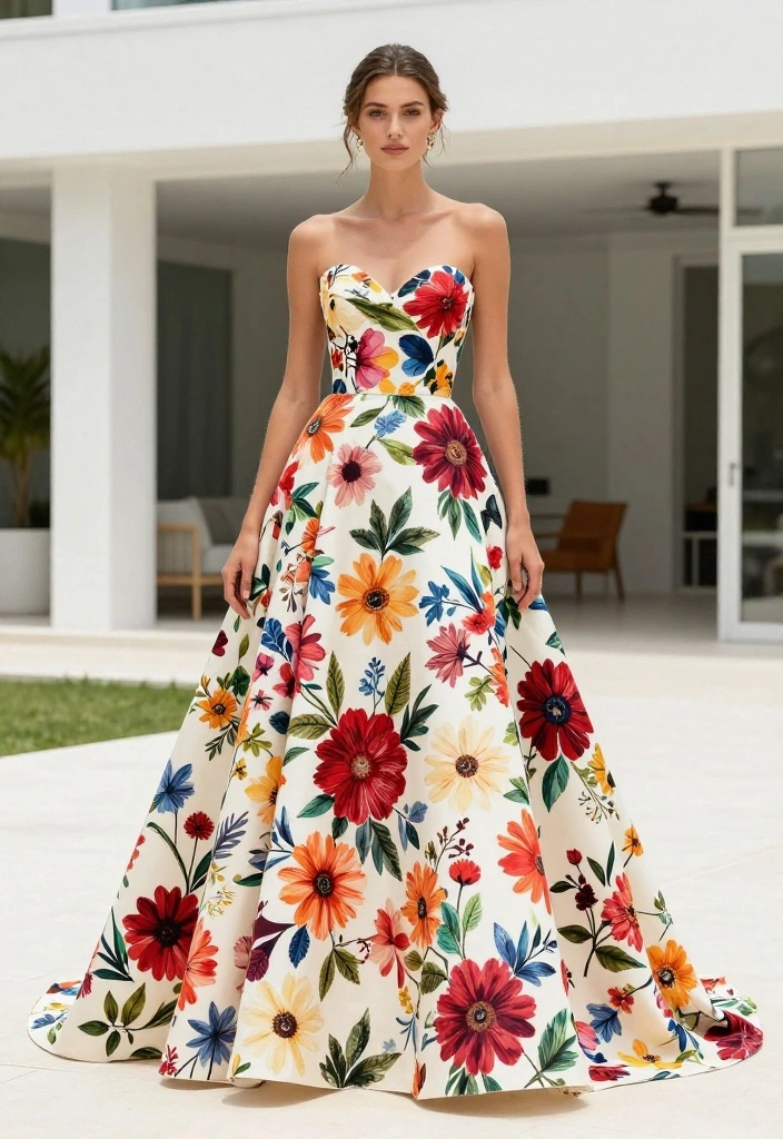 18 Colorful Floral Wedding Gowns to Brighten Your Big Day (Get Ready to Love #3!) - 4. Bold and Beautiful: Striking Florals 1